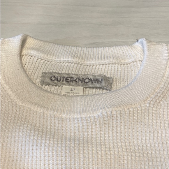 Outerknown Cream and Tan Sweater with Rainbow Stripes - Picture 6 of 10
